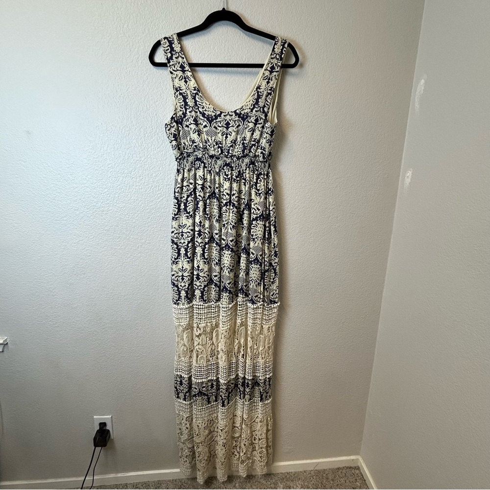 Sunday in Brooklyn | Damask & Crochet Maxi Dress Size Large Bohemian - Picture 5 of 9